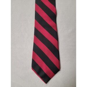 Lauren Ralph Lauren 100% Silk Collegiate Corner Stripe Repp Tie - Red/Black